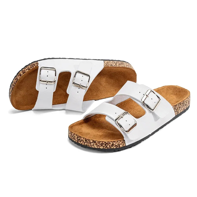Fashion Classic Unisex Slippers For Men Comfortable Summer Cork Shoes For Men Outdoor Sandals Microfiber