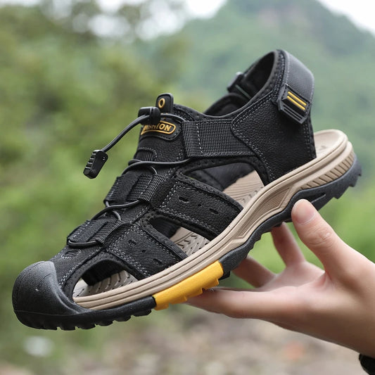 Summer Men Sandals Genuine Leather Mens Casual Shoes Outdoor Men Leather Sandals for Men Beach Shoes Roman mens Shoes