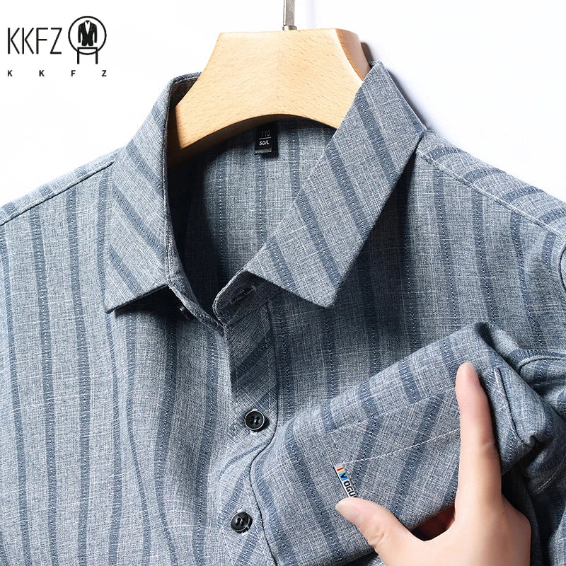 New Men's Business Casual Short Sleeved Printed Shirt with Wrinkle Resistance No Ironing Comfortable All Season Versatile Top