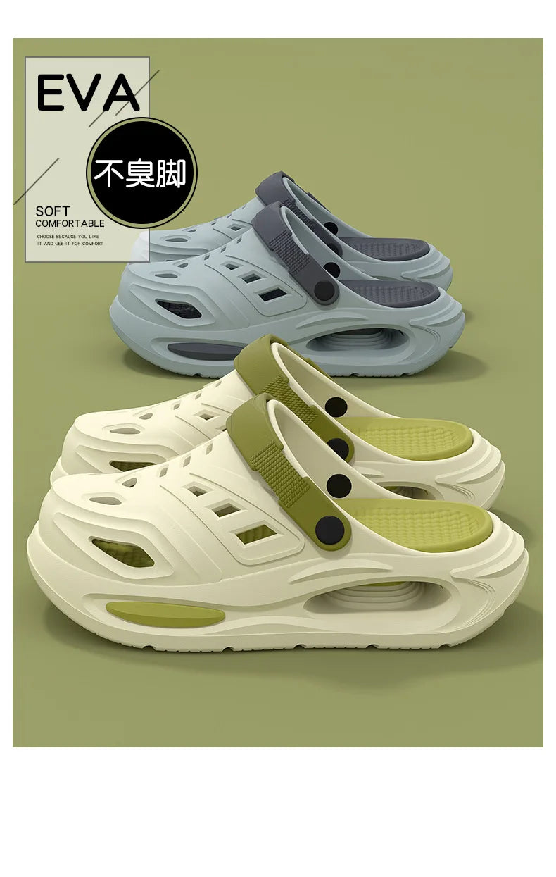 Men's summer outdoor sandals for 2025, new trendy thick sole, anti-slip, odor-resistant, two-way wear, men's flip-flops