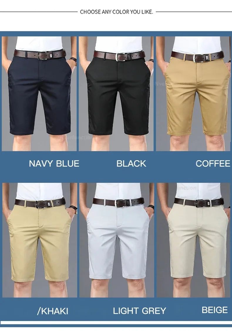 Men Shorts Summer New Knee Length Cotton Business Casual Pants Classic Brand Comfortable Clothing Shorts Male Boardshorts
