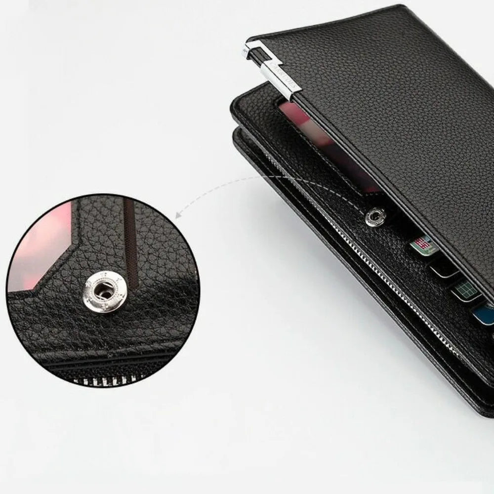 Men's Long Wallet Multi-card Slot Card Holder Business Wallet with Zipper Multi Functional PU Leather Coin Purse Man Gift