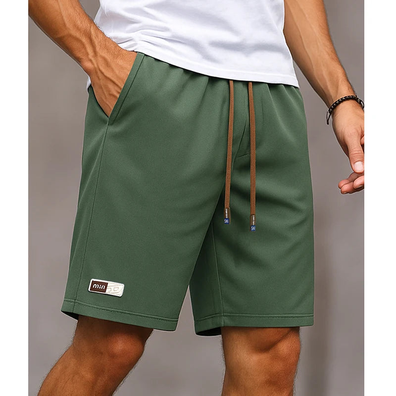 Shorts for Men Casual Summer Streetwear Men Daily Plain Basic Drawstring Bermuda Shorts Lightweight Breathable Knee Length