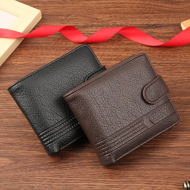 Men's wallet PU leather short zipper buckle wallet new wallet change bag
