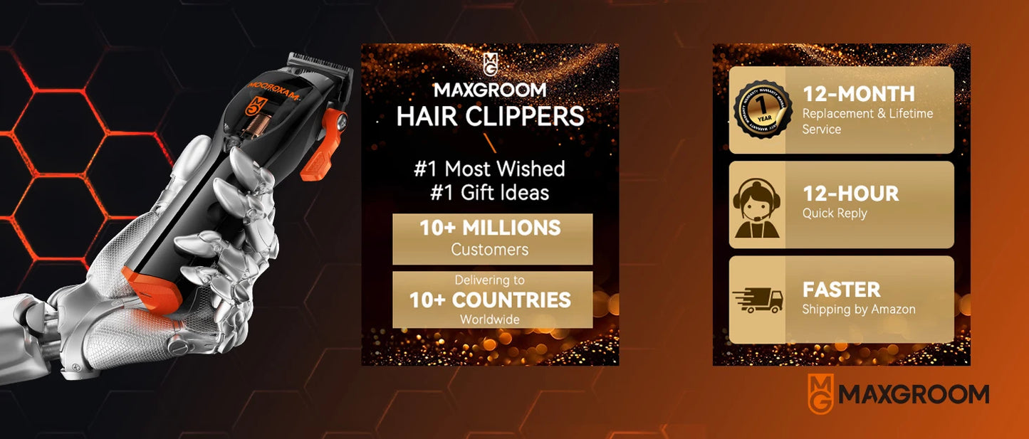 MAXGROOM Professional Hair Clippers&Trimmers Set for Men Premium Home Haircut Kit Cordless Hair Cutting Clippers and Trimmer Set