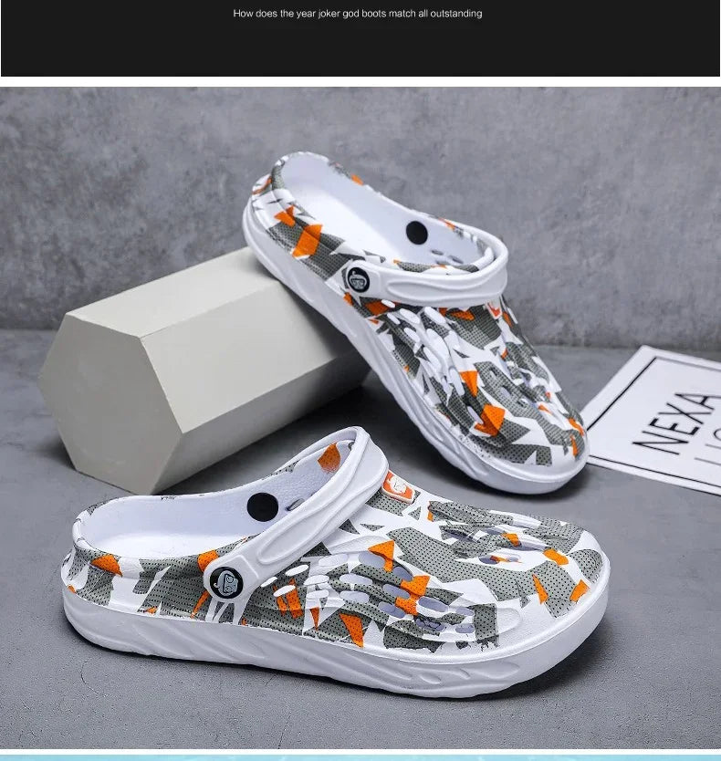 2024 New Fashion Sandals Men Clog Sandals Comfortable Breathable Zapatillas Hombre Beach Sandals Men Clogs Slippers Soft Bottom