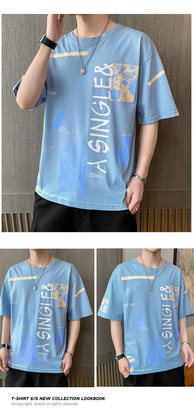 T Shirt for Men Fashion Tops Shirts Tee T-Shirt Crew Neck Street wear Retro Style Anime Tshirt  Men Clothing Oversized T Shirt