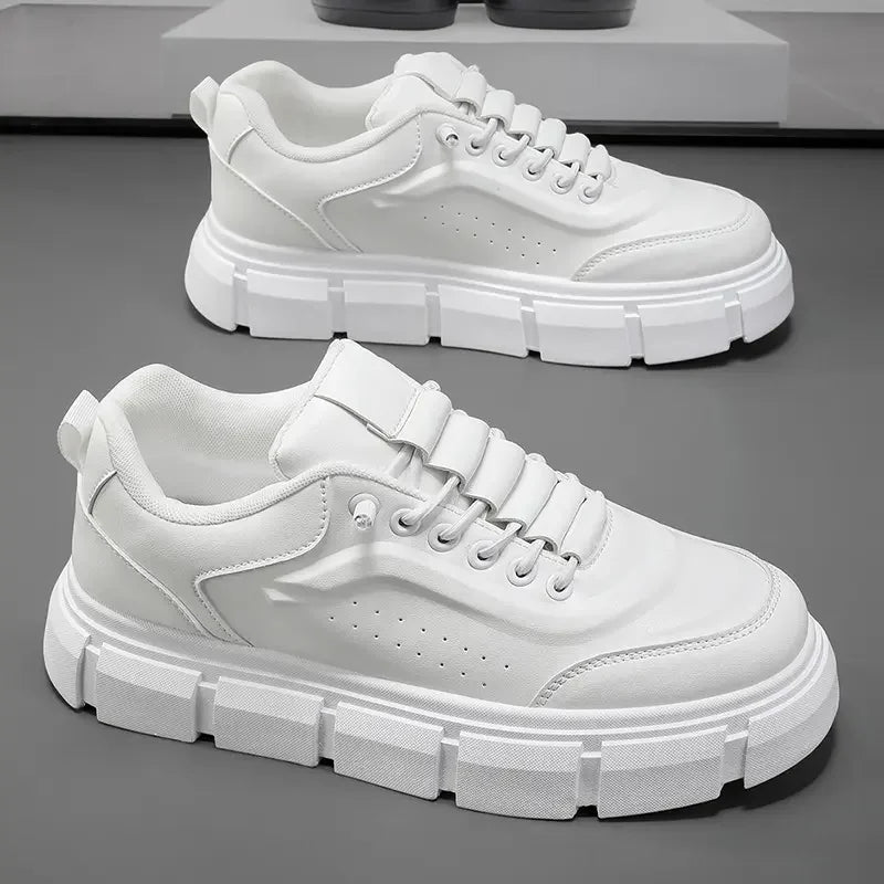Sneakers Casual Men Designer Easy Matching White Board Shoes Fashion Leather Breathable Height Increased Flat Platform Gym Shoes