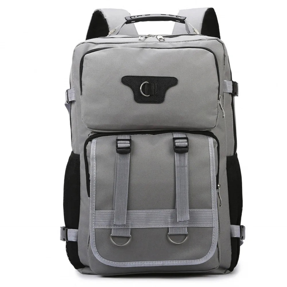 60L Men's Backpack Large Capacity Waterproof Travel Backpack Multi Buckle Wear-resistant Commuting Bag Hiking