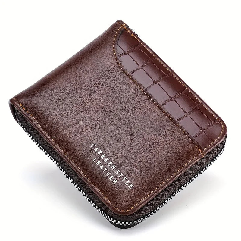Leather Men's Wallet Luxury Mens Purse Male Zipper Card Holders With Coin Pocket Rfid Wallets Gifts For Men Money Bag