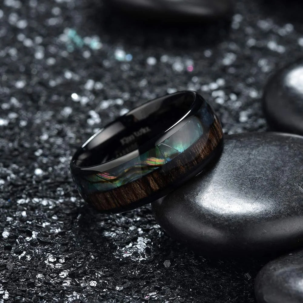 Fashion Viking Tree Of Life Stainless Steel Abalone Shell Rings For Men Odin Norse Viking Rune Rings Retro Amulet Jewelry Gift