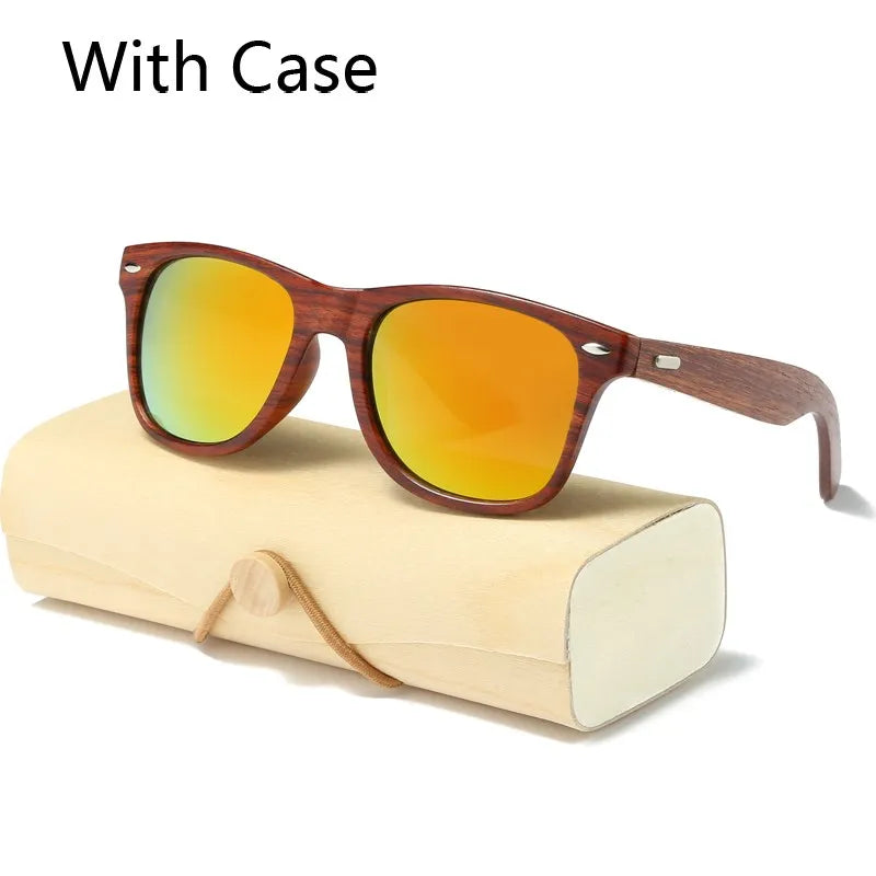 HJYBBSN Handmade Wood Sunglasses Men women square Sunglasses for men women Mirror Wooden Sun Glasses retro de sol masculino