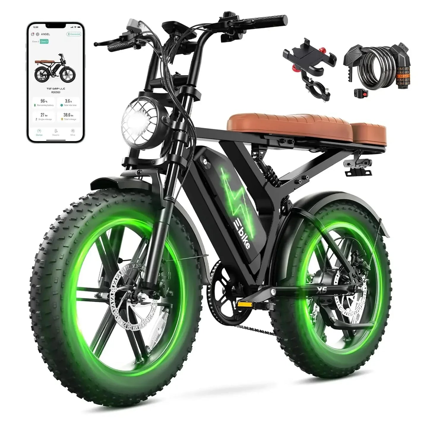 SISIAGD Electric Bike for Adults,1500W Peak Ebike,48V 15/ 30AH Waterproof Removable Battery,60-100 Miles,7 Speed,30, Customized