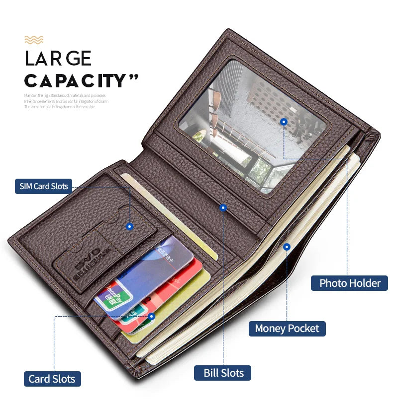 LAORENTOU Men Genuine Leather Wallet Small Card Holder Wallet Gift for Husband,  Boyfriend