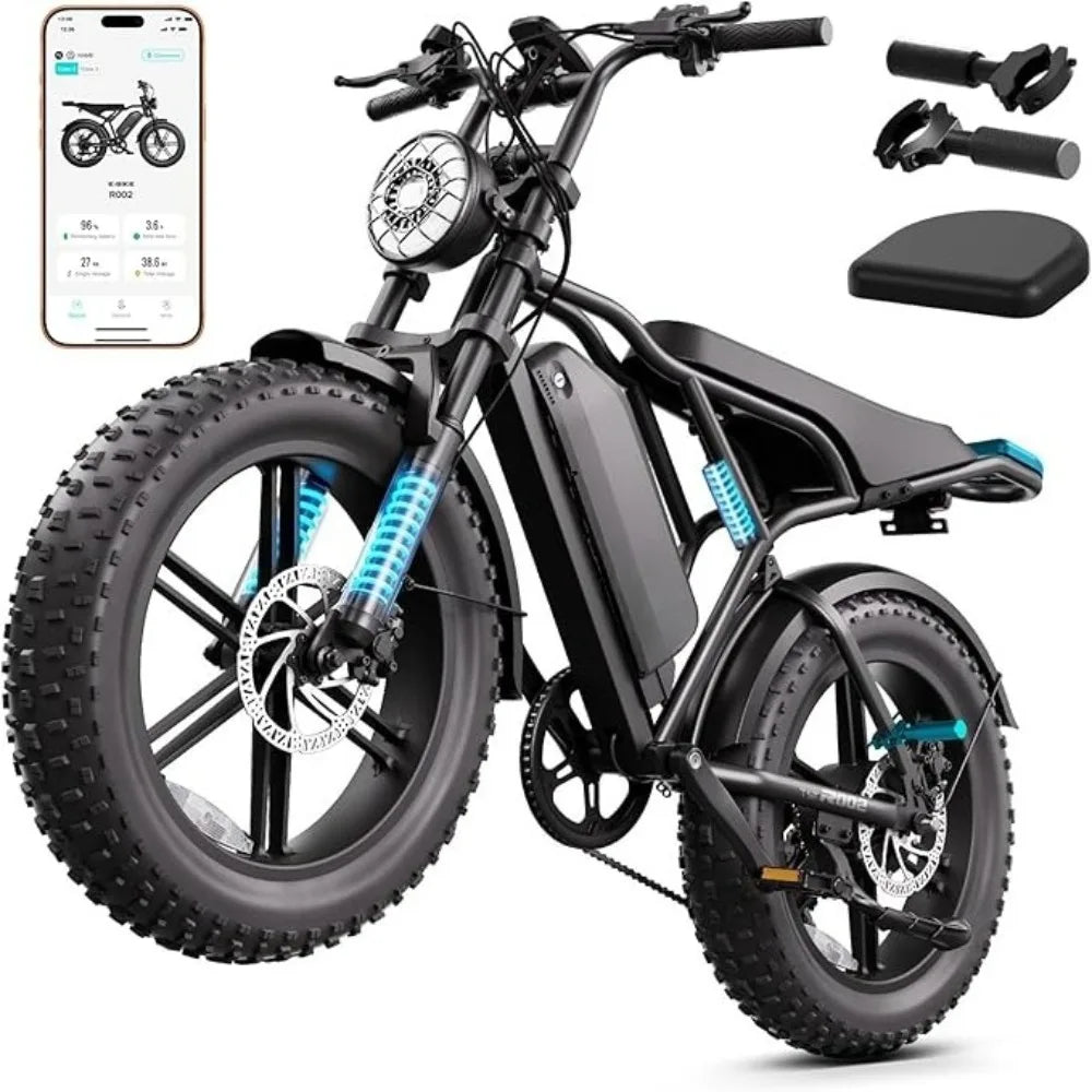 Electric Bike for Adults, 1500W Peak Motor Ebike, 20" x 4.0" Fat Tire E Bike, 48V 15Ah Removable Battery,Customized