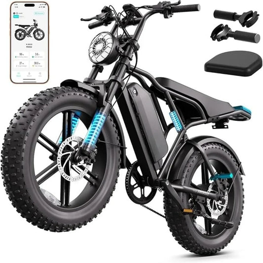 Electric Bike for Adults, 1500W Peak Motor Ebike, 20" x 4.0" Fat Tire E Bike, 48V 15Ah Removable Battery,Customized