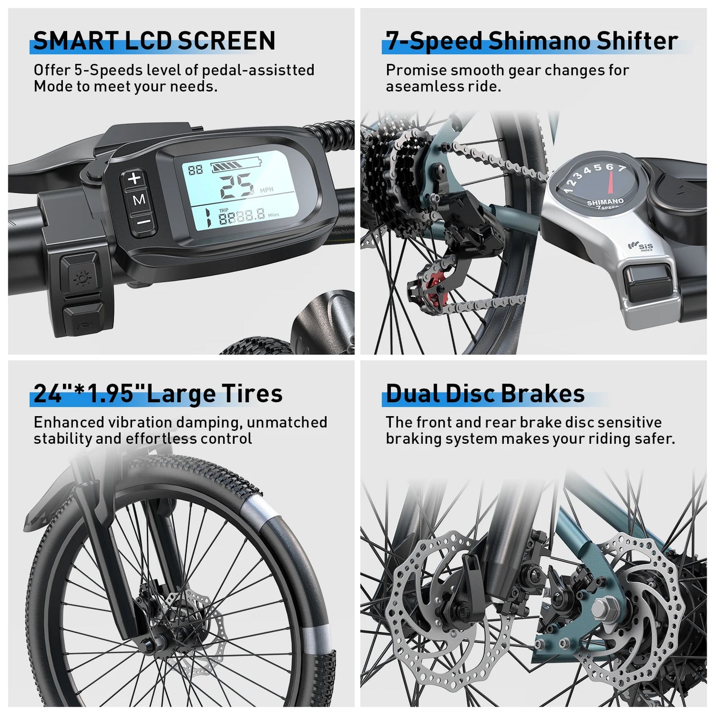Electric Bike for Adults with Peak 500W Brushless Motor, 40Miles 25MPH Commuting Electric Mountain Bike with 360Wh Removable B