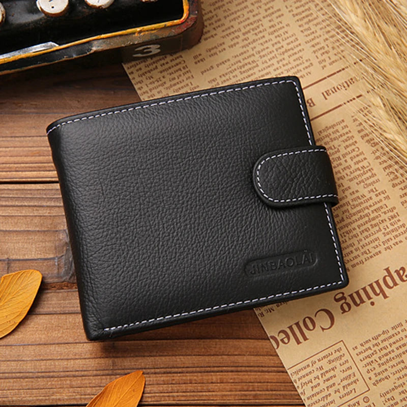 Genuine Leather Men Wallets Cow Leather Solid Sample Style Zipper Purse Man Card Horders Famous Brand High Quality Male Wallet