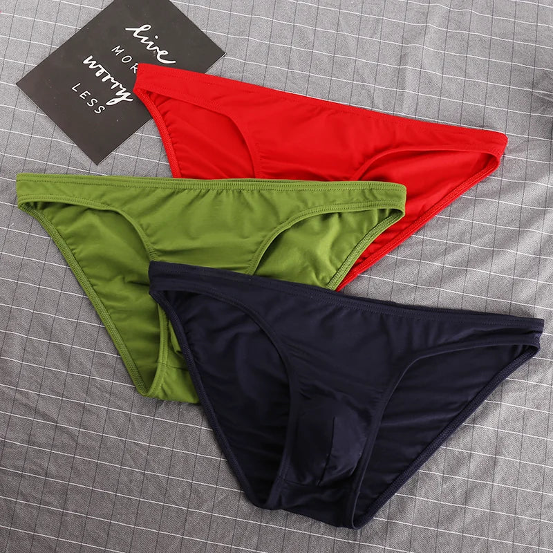 3 Pcs Pouchsexy Underwear Cotton Briefs para hombre Mens Bodysuit Male Comfortable Solid Underpants Breathable for man for boys