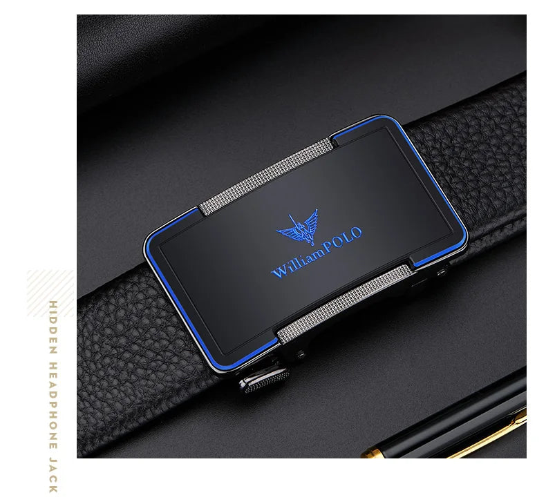 Men's leather belt with automatic buckle, casual pants belt, fashionable high-end belt, business waist belt