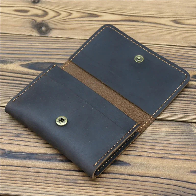 Handmade Vintage  Leather Men Wallet Men Purse Cowhide Leather Short Card Wallet for Male Money Clips Money Bags New