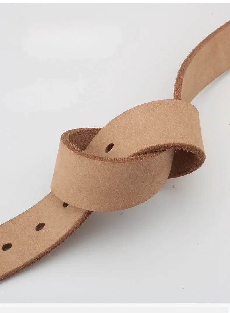 Leather Belt for Men Made From Genuine Whole Cowhide, Trimmed Edge Belt, Cowhide in Natural Color, Casual and Retro Style,
