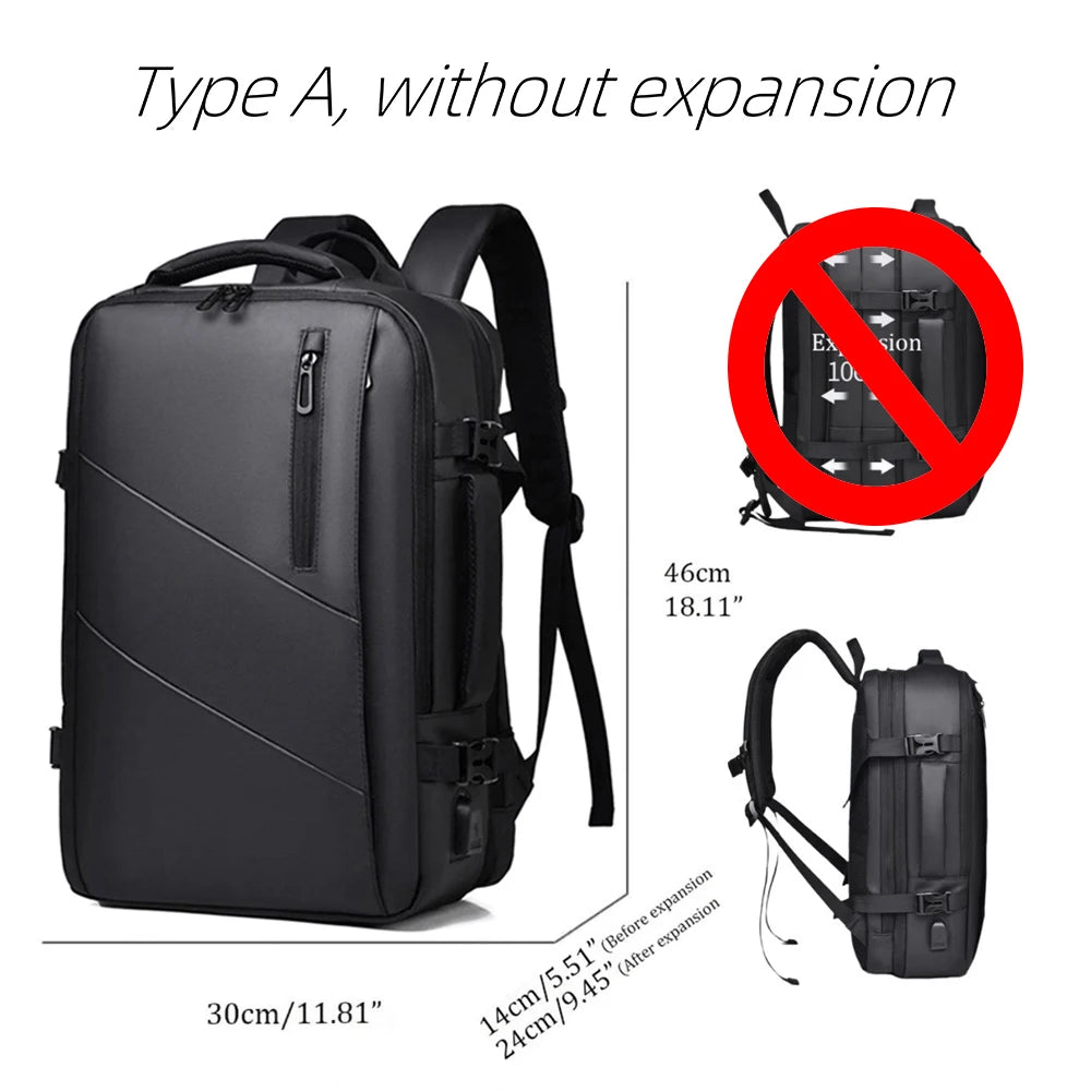 Large Capacity Men's Backpack Expandable Business Travel Bag 15.6 inch Laptop Waterproof Backpack USB Charging Camping Baggage