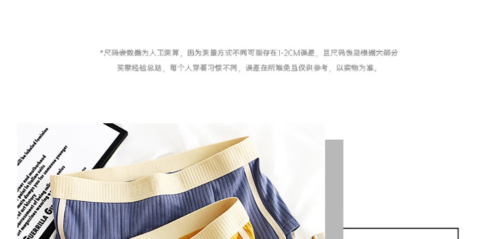 3PCS/Pack 100% Cotton Solid Striped Men's Boxer Sexy Breathable Mesh U Crotch Underwear High Elastic Widen Waistband Underpants