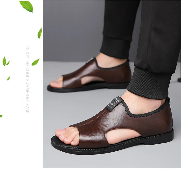 Brand Men's Sandals New Casual Shoes High Quality Soft Sole Men Slippers Outdoor Comfor Beach Shoes Leather Flat Sandals for Men