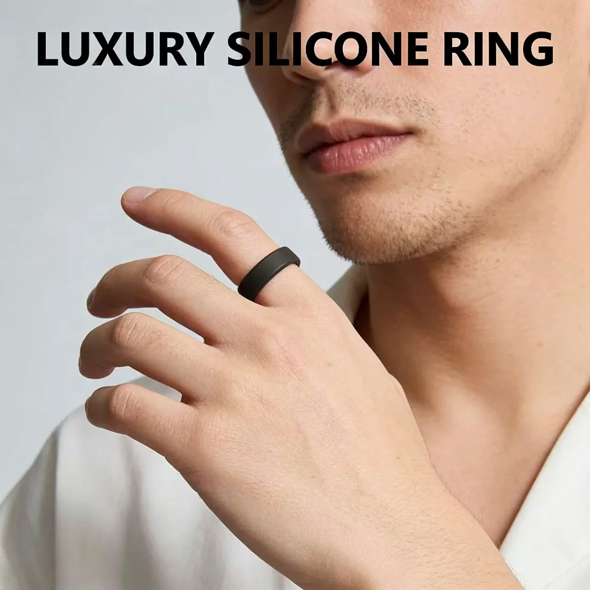1pc 8mm New Sports Rings Hypoallergenic Mens Wedding Silicone Finger Ring Gift For Men 7-14 Size Outdoor Running Jewelry