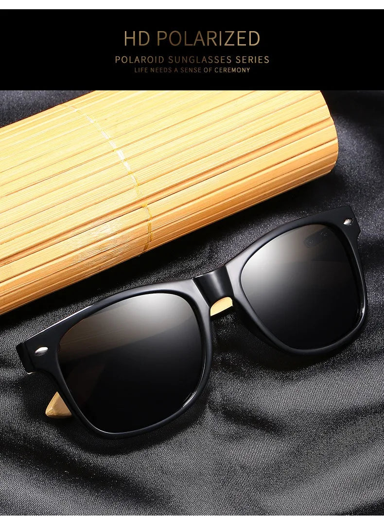 Fashion Bamboo Wood Vintage Square Sunglasses Men Women Luxury Brand Designer Sun Glasses Wooden Driving UV400 Eyewear