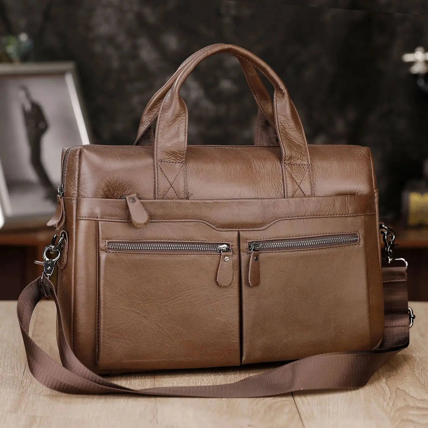 Business Laptop Bag Genuine Handbags Male Travel Briefcases Men High Quality Cowhide Leather Messenger Bags