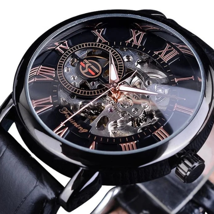 Fully Automatic Movement Mechanical Watch for Men 2024 New Business Casual Breathable Leather Band Sport Watches