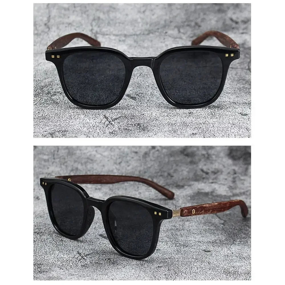 Trendy Retro Wood Grain Sunglasses Polarized UV Protection for Men Women Perfect for Cycling Outdoor Street Photography