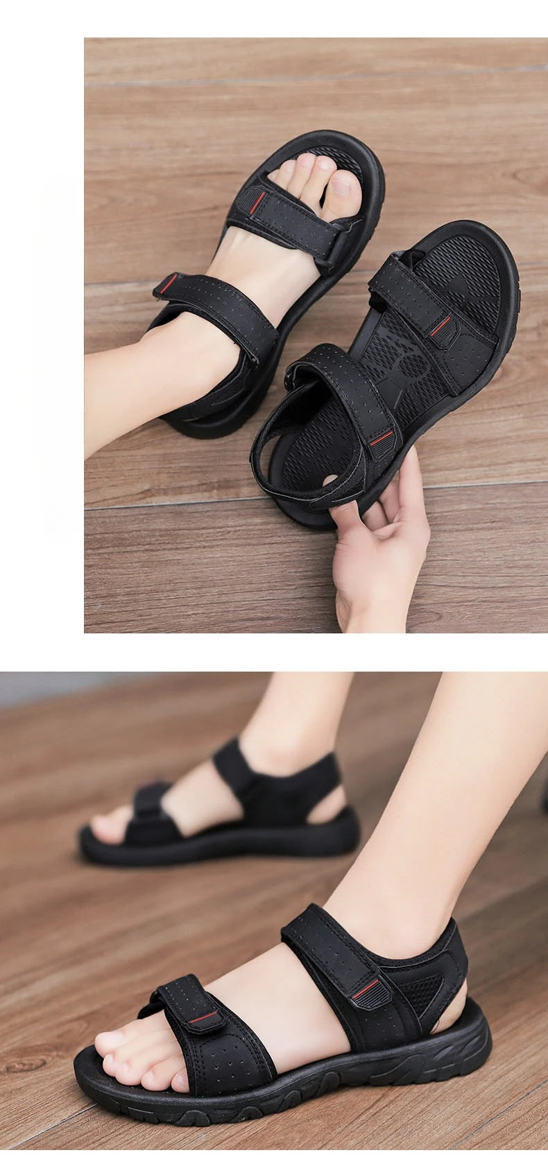 Brand Classic Mens Sandals Summer Genuine Leather Sandals Men Outdoor Casual Lightweight Sandal Fashion Men Sneakers Size 39-47