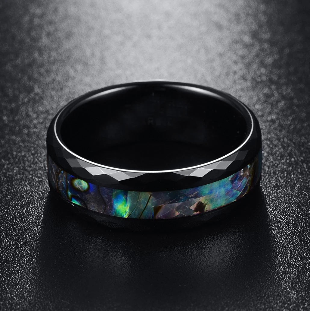 Fashion Viking Tree Of Life Stainless Steel Abalone Shell Rings For Men Odin Norse Viking Rune Rings Retro Amulet Jewelry Gift