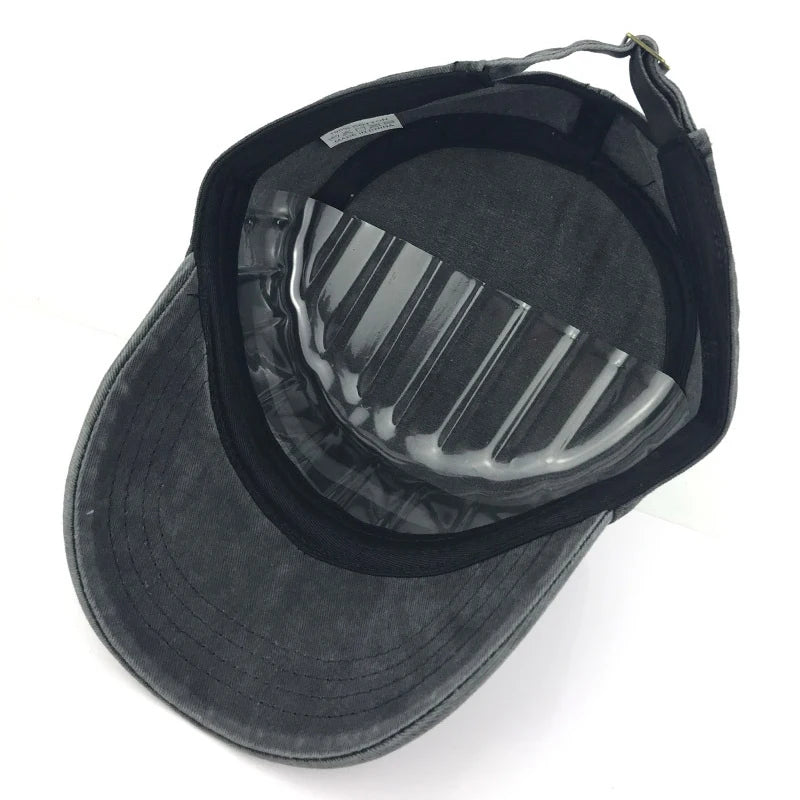 Men Thicker Denim  Flat Top Hat Solid Caps for Women Male Washed Caps Adjustable Flat Hats Unisex Cotton Sun Hat Wholesale