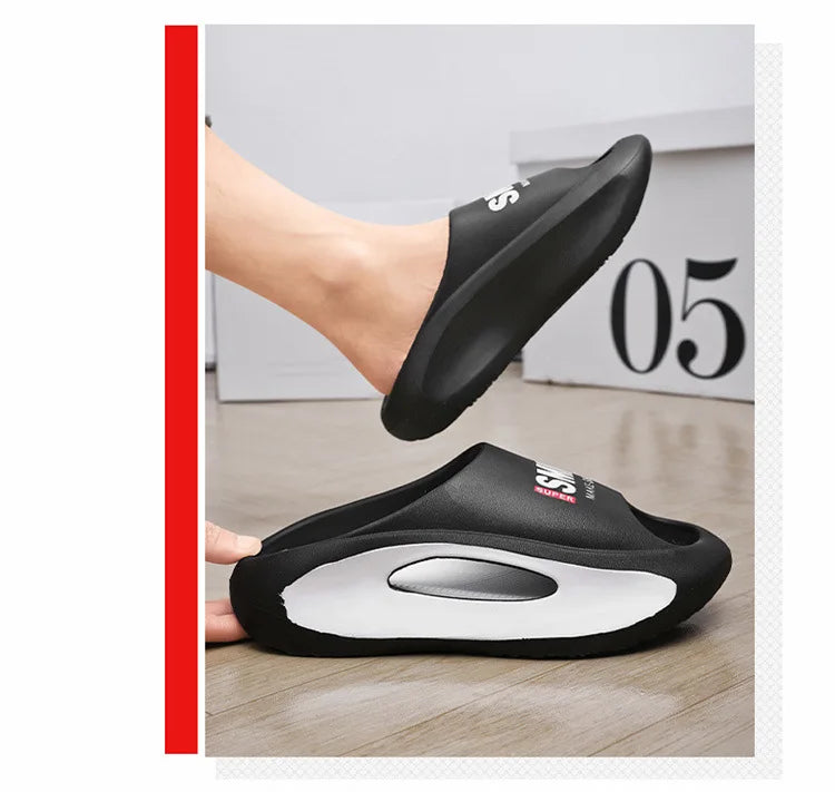 Men Slippers 2024 New Slides with a Sense High Aesthetic Value External Wear Anti Slip Thick Bottom, Beach Cool Slippers for Men