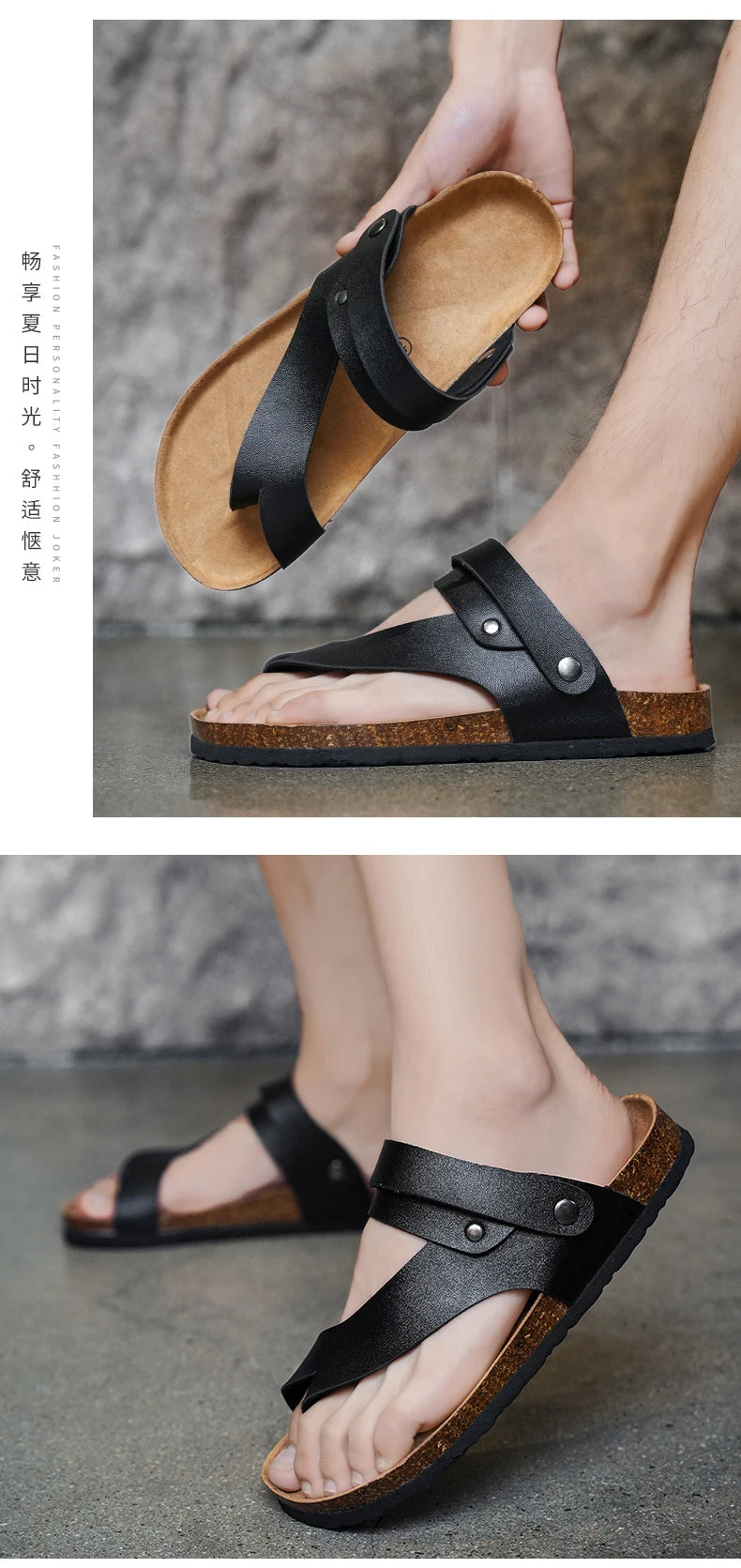 Mens Outdoor Open Toe Sandals Summer Breathable Beach Shoes Casual Sandals Indoor Soft Bottom Thickening Comfortable Non-slip
