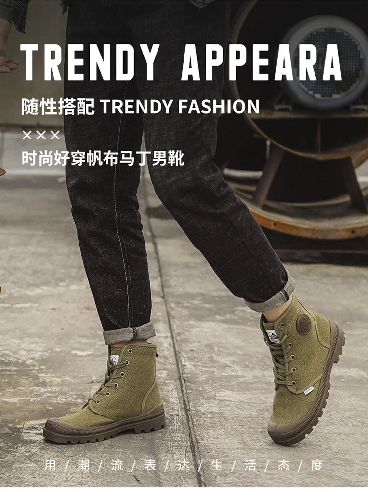 New Fashion High-top Mens Boots Outdoor Comfortable Mens Casual Boots Jungle Mountaineering Men Shoes Wide Bottom Platform Boots