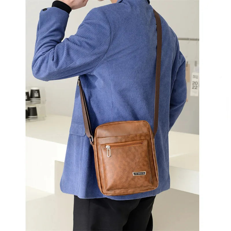 Men's PU Leather Crossbody Shoulder Bags High quality Tote Fashion Business Man Messenger Bag  Leather Bags fanny pack