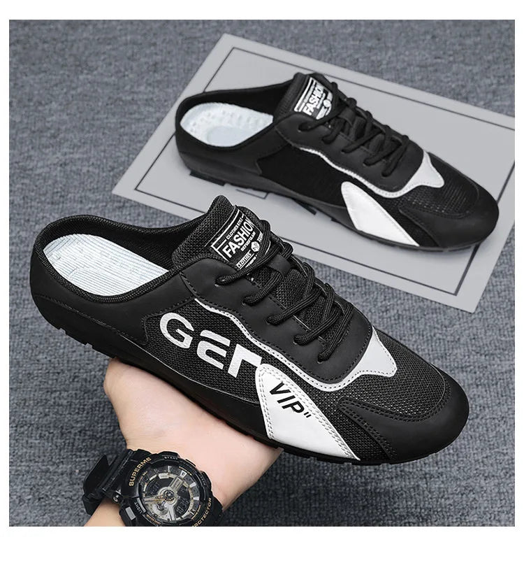 Men Slippers Trend Baotou Shoes for Men Summer Breathable Casual Shoe Vulcanized Flats Male Sneakers Half Slip-on Shoes 2026