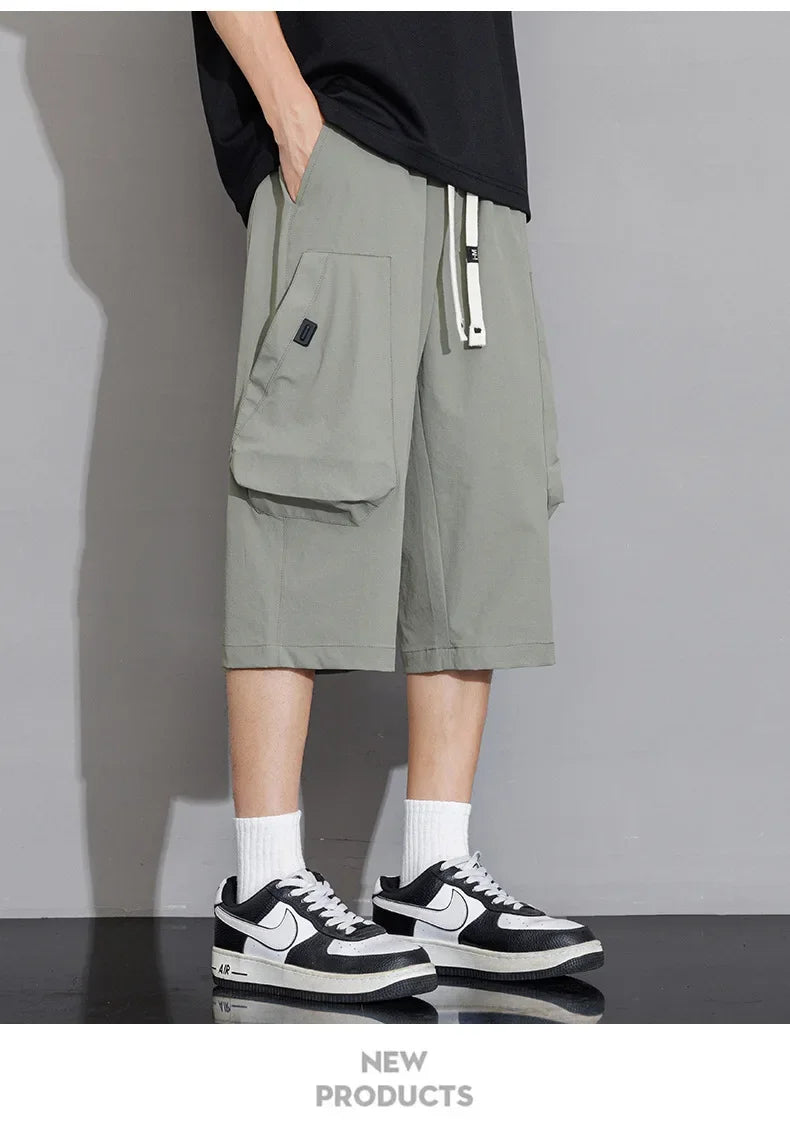 Short Men's Clothing Man Shorts Casual Loose Fit Short Mens Male New Summer Work Shorts Men Drawstring Cargo Pants Men
