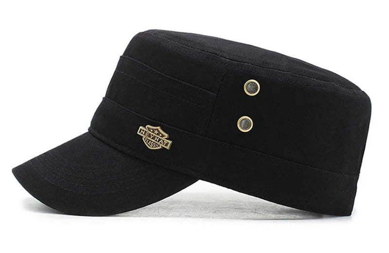 Men  Cap Summer Autumn Casual Cadet Hat Flat Top Caps Female Vintage Hats Bone Man Cap Fashion Shade Cotton Cap