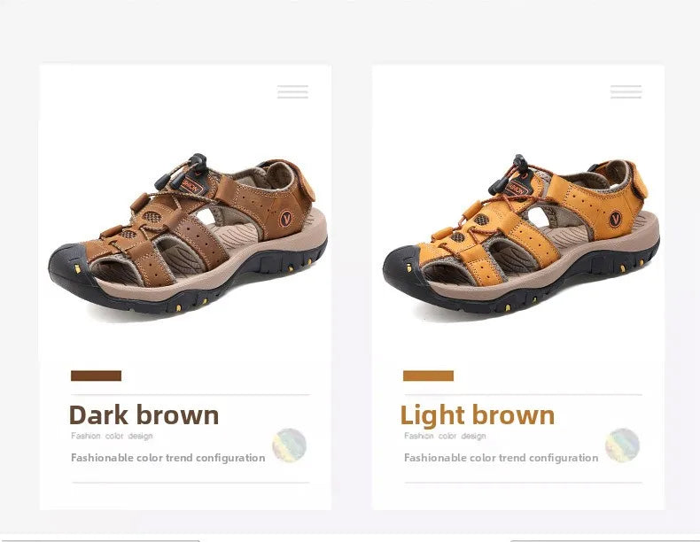 Men Sandals Summer New Large Size Outdoor Casual Beach Shoes Anti Slip Durable Breathable Toe Cover Sandals244