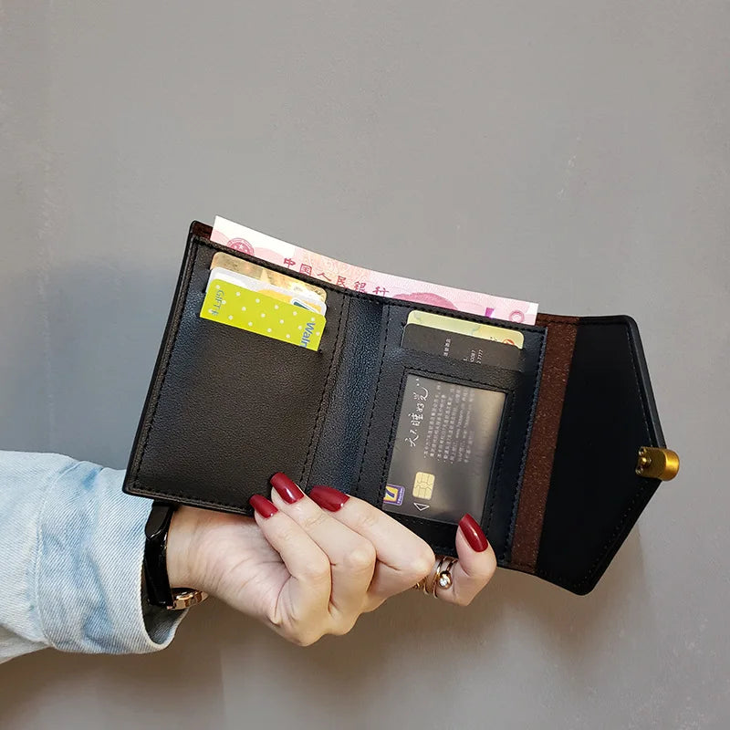 New Leather Women's Wallet Fashionable Three Fold Simple Black High-quality Soft Leather Wallet Leather Small Coin Pocket