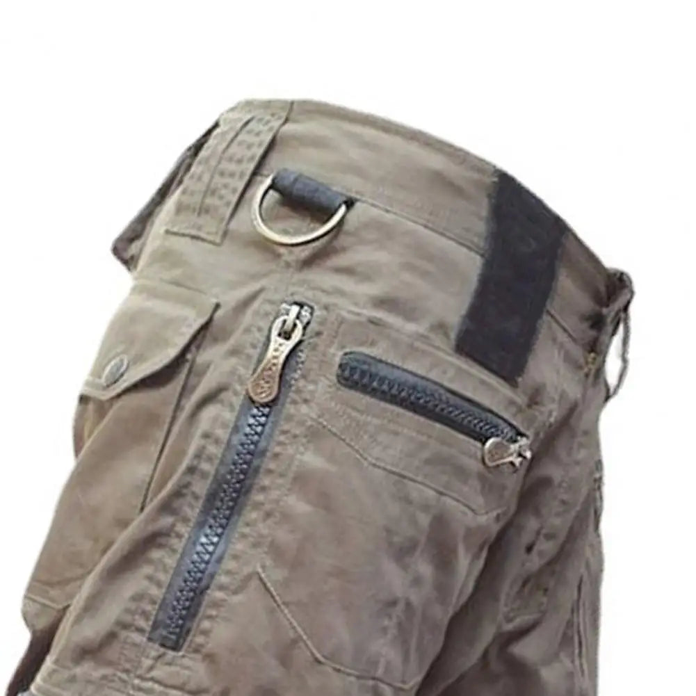 Trendy Men Shorts Bottoms Pants Solid Color Relaxed Fit Straight Cargo Shorts Thin