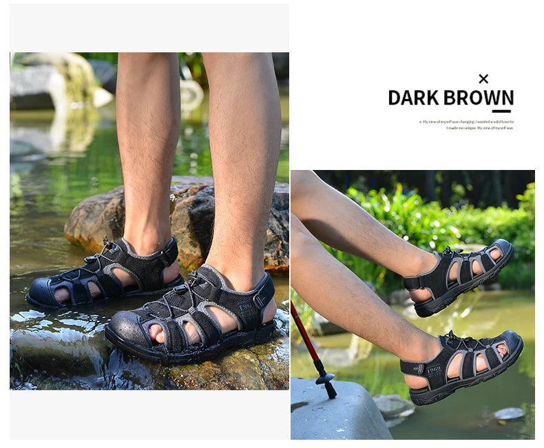 Men Sandals PU Leather Male Summer Shoes Outdoor Walking Beach Flat Sandals Shoes For Men Sneakers sandalias hombre