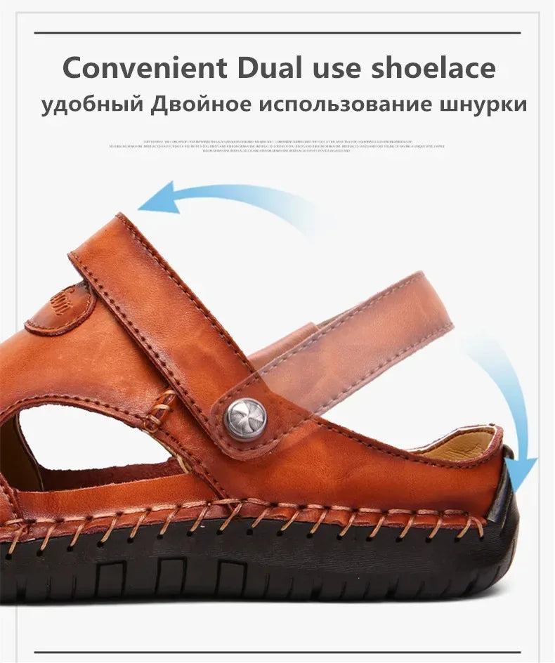 Summer Sandals Men Leather Classic Roman Sandals 2025 Slipper Outdoor Sneaker Beach Rubber Flip Flops Men Water Trekking Sandals