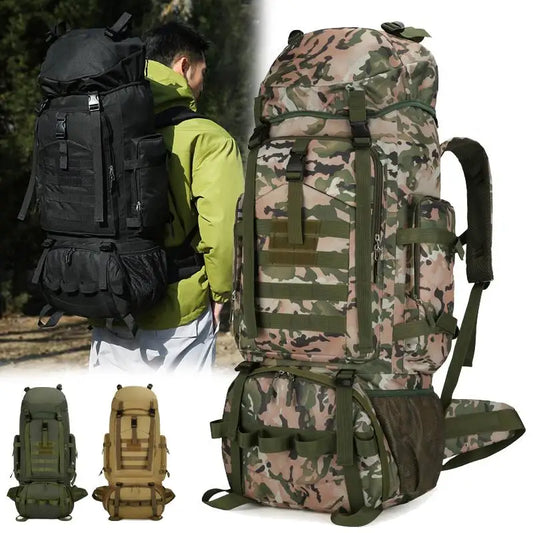 90L Travel Bag Camping Backpack Tactical Hiking Climbing Bags Outdoor Mountaineering Large Sport Bag Men Luggage Molle Rucksack